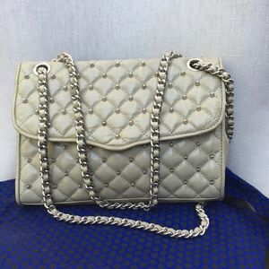 Rebecca Minkoff grey shoulder/ cross body bag with silver metallic spikes